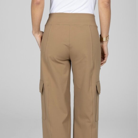 Beige High Waisted Cargo Pocket Wide Leg Pants - Picture 4 of 5